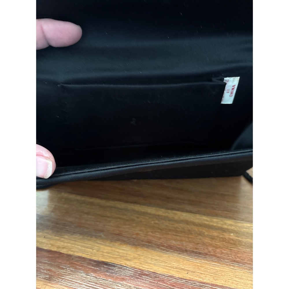 Unbranded Bow Clutch Women Small Black Excellent Satin Beaded Evening Bag - Picture 3 of 5